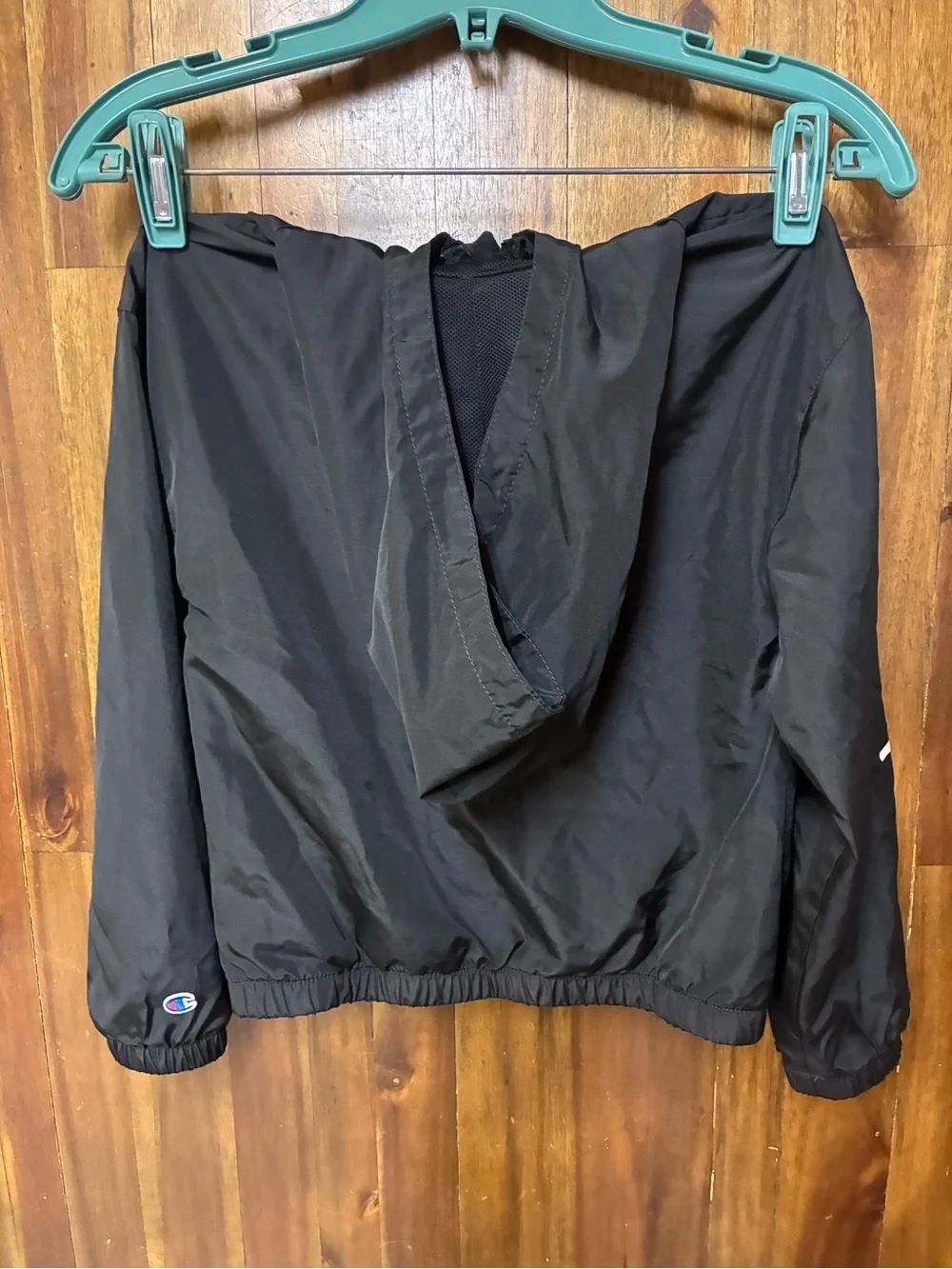 Champion Kids Black Windbreaker Pullover with Logo (S)